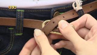 Как завязывать ремень с двумя кольцами на джинсах